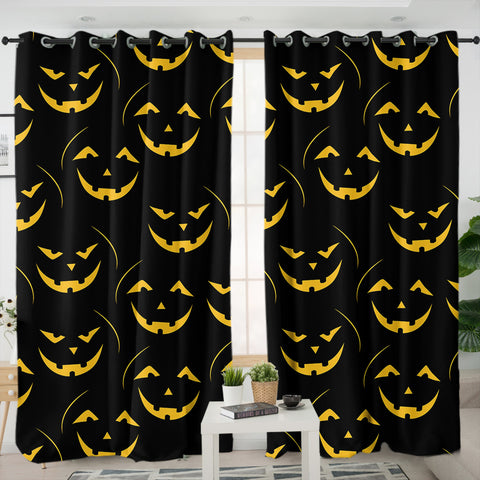 Image of Halloween Pumpskin Black Theme SWKL6201 - 2 Panel Curtains