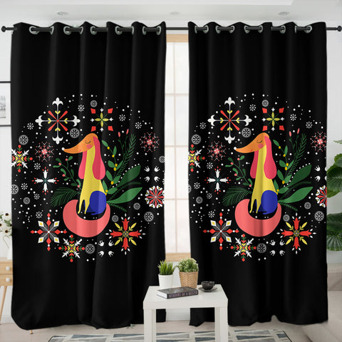 Image of Snowflakes Royal Dog SWKL6202 - 2 Panel Curtains