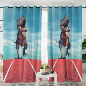 T-Rex Running On The Track SWKL6206 - 2 Panel Curtains