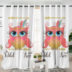 Wild & Free - Pink Owl SWKL6212 - 2 Panel Curtains
