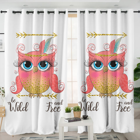 Image of Wild & Free - Pink Owl SWKL6212 - 2 Panel Curtains