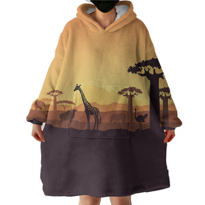 Giraffe And The Tree SWLF3305 Hoodie Wearable Blanket
