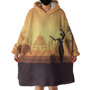 The Girl With Elephant SWLF306 Hoodie Wearable Blanket