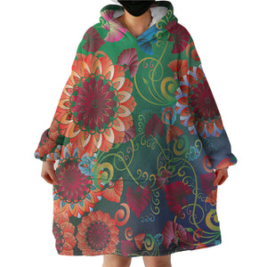 Colorful Flowers SWLF3316 Hoodie Wearable Blanket