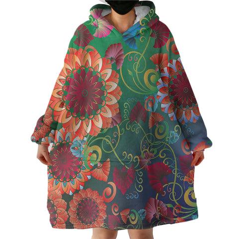 Image of Colorful Flowers SWLF3316 Hoodie Wearable Blanket