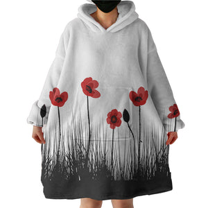 Red Flower SWLF3332 Hoodie Wearable Blanket