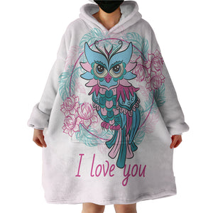 Floral Owl SWLF3344 Hoodie Wearable Blanket