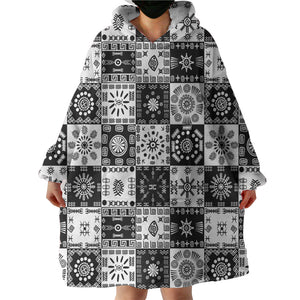 Black & White Square SWLF3361 Hoodie Wearable Blanket