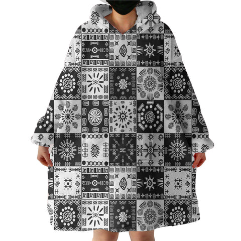 Image of Black & White Square SWLF3361 Hoodie Wearable Blanket