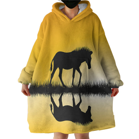 Image of Horse and Shadow SWLF3365 Hoodie Wearable Blanket