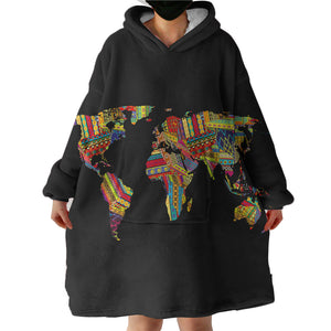 World Map SWLF3370 Hoodie Wearable Blanket