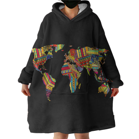 Image of World Map SWLF3370 Hoodie Wearable Blanket