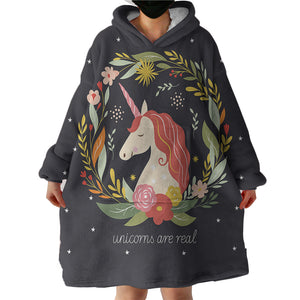 Unicorn Floral SWLF3378 Hoodie Wearable Blanket