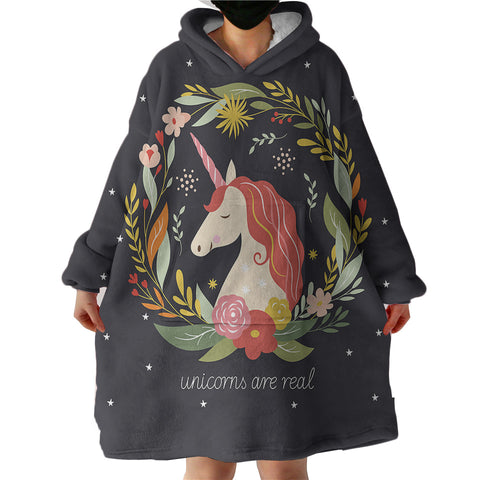 Image of Unicorn Floral SWLF3378 Hoodie Wearable Blanket