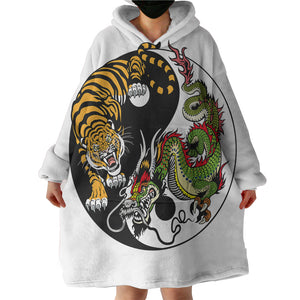 Yin Yang Tiger & Dragon SWLF3460 Hoodie Wearable Blanket