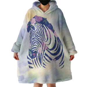 Floral Zebra SWLF3466 Hoodie Wearable Blanket