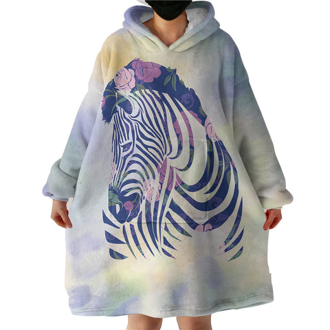 Image of Floral Zebra SWLF3466 Hoodie Wearable Blanket