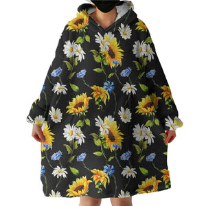 Black SunFlower SWLF3467 Hoodie Wearable Blanket