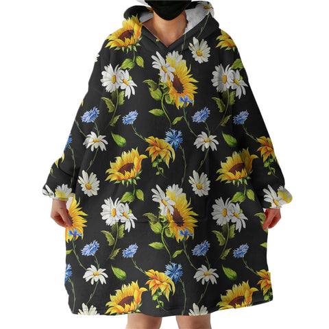 Image of Black SunFlower SWLF3467 Hoodie Wearable Blanket