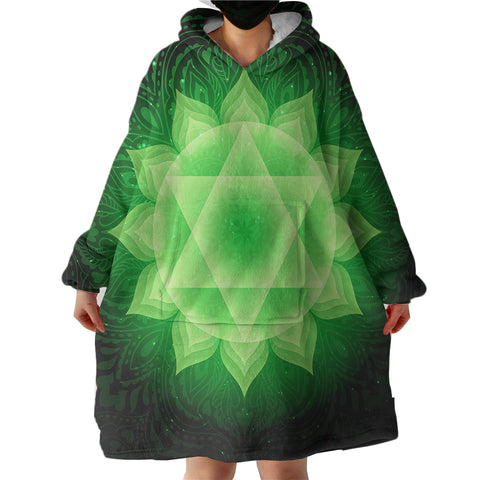 Image of Green Mandala Pattern SWLF3476 Hoodie Wearable Blanket