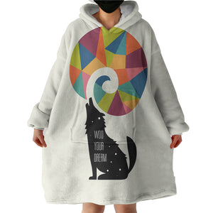 Rainbow Wolf SWLF3481 Hoodie Wearable Blanket