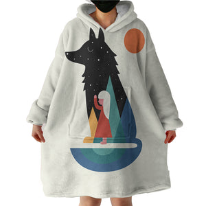 Wolf With The Girl SWLF3482 Hoodie Wearable Blanket