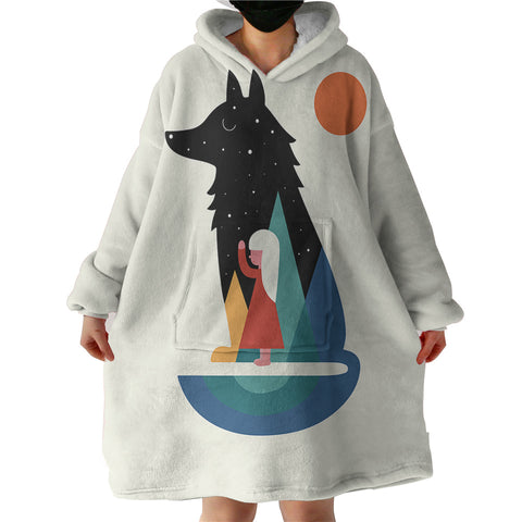 Image of Wolf With The Girl SWLF3482 Hoodie Wearable Blanket