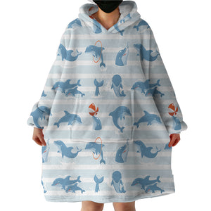 Dolphin Under The Sea SWLF3485 Hoodie Wearable Blanket