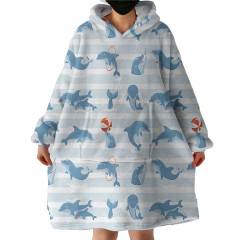 Image of Dolphin Under The Sea SWLF3485 Hoodie Wearable Blanket