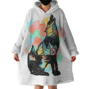 Colorful Dog  SWLF3584 Hoodie Wearable Blanket