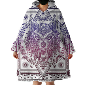 Tattoo Head Wolf SWLF3602 Hoodie Wearable Blanket