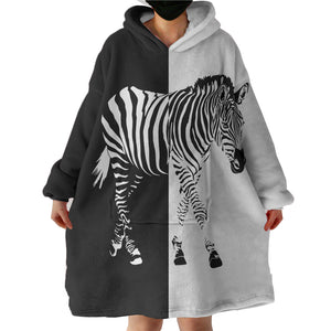 B&W Zebra SWLF3648 Hoodie Wearable Blanket