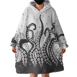 B&W Octopus's Tentacles SWLF3654 Hoodie Wearable Blanket