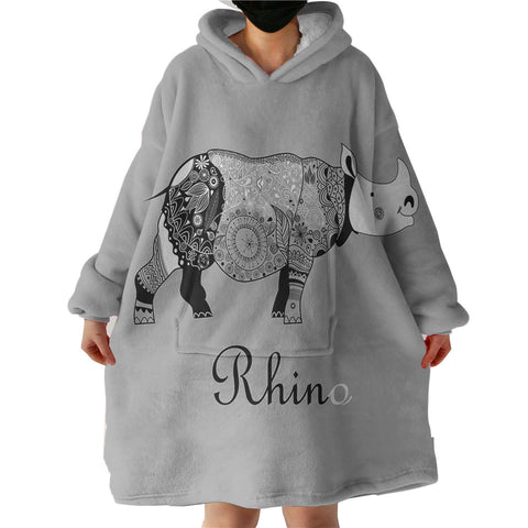 Image of B&W Aztec Rhino SWLF3657 Hoodie Wearable Blanket