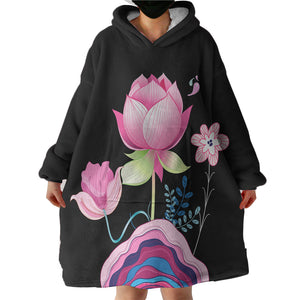 Lotus Flowers Illustration  SWLF3661 Hoodie Wearable Blanket