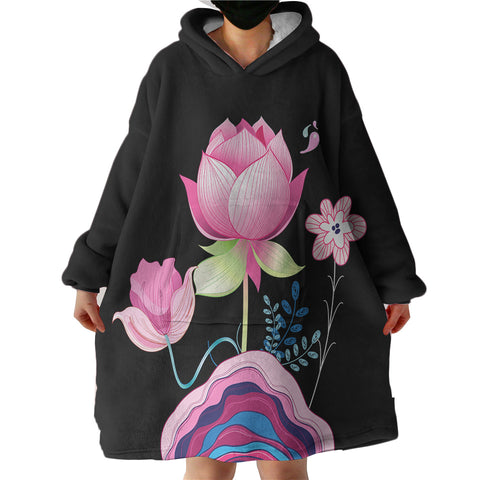 Image of Lotus Flowers Illustration  SWLF3661 Hoodie Wearable Blanket