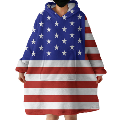 Image of USA Flag SWLF3662 Hoodie Wearable Blanket