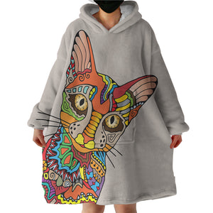 Colorful Aztec Sphynx SWLF3664 Hoodie Wearable Blanket