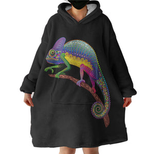 Colorful Aztec Chameleon SWLF3665 Hoodie Wearable Blanket