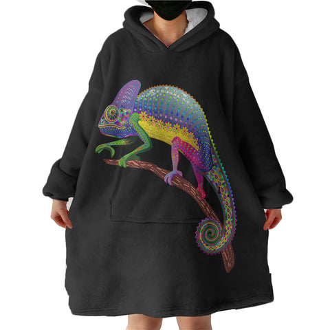 Image of Colorful Aztec Chameleon SWLF3665 Hoodie Wearable Blanket