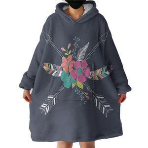 Floral Arrows & Feather SWLF3668 Hoodie Wearable Blanket