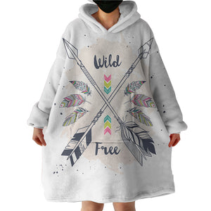 Wild & Free Pink Feather & Arrows SWLF3670 Hoodie Wearable Blanket