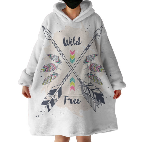 Image of Wild & Free Pink Feather & Arrows SWLF3670 Hoodie Wearable Blanket