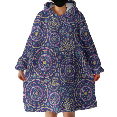 Image of Dark Blue Mandala SWLF3675 Hoodie Wearable Blanket