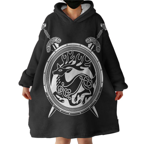 Image of Deer Shield and Knives WLF3676 Hoodie Wearable Blanket