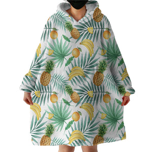 Tropical Pineapple & Bananas SWLF3677 Hoodie Wearable Blanket