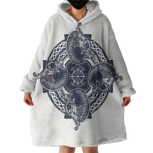 Navy Ancient Mandala SWLF3683 Hoodie Wearable Blanket