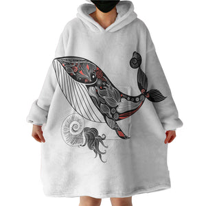 Pattern On Whale Sketch SWLF3684 Hoodie Wearable Blanket