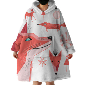 Winter Funny Shapes of Fox SWLF3688 Hoodie Wearable Blanket