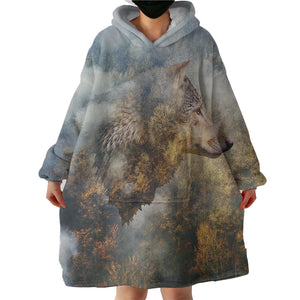 Cozy Forest Wolf SWLF3689 Hoodie Wearable Blanket